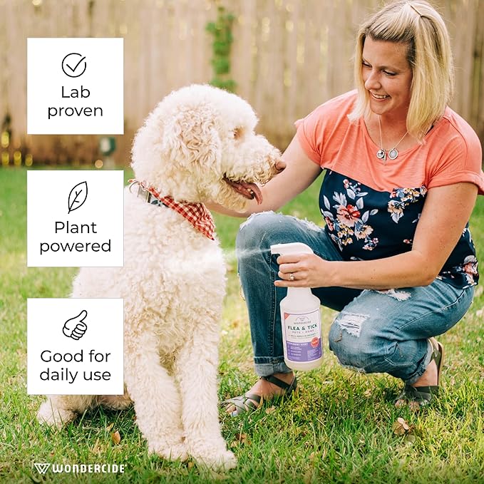 Wondercide - Flea, Tick &amp; Mosquito Spray for Dogs, Cats, and Home - Killer, Control, Prevention, Treatment - with Natural Essential Oils - Pet and Family Safe - Rosemary 16 oz