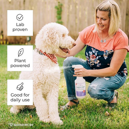 Wondercide - Flea, Tick &amp; Mosquito Spray for Dogs, Cats, and Home - Killer, Control, Prevention, Treatment - with Natural Essential Oils - Pet and Family Safe - Rosemary 16 oz