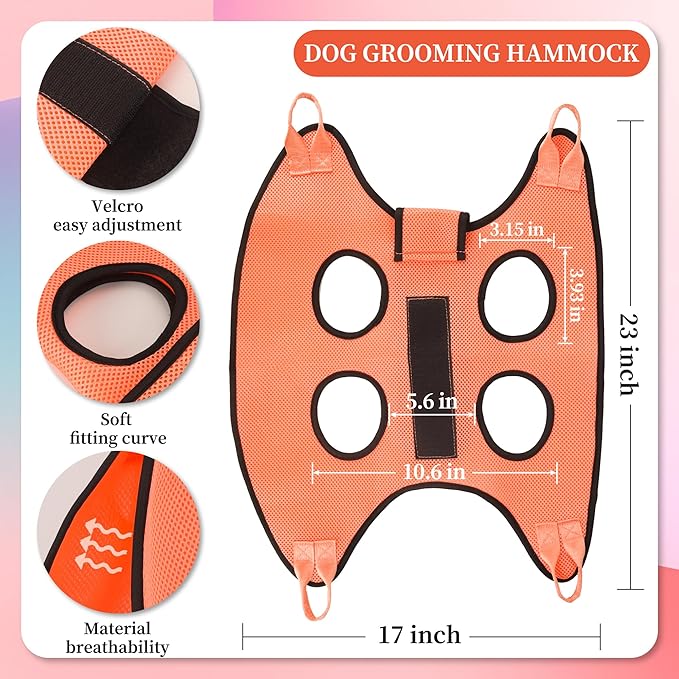 PatiencET Dog Grooming Hammock, Pet Grooming Hammock for Cats &amp; Dogs with Security Strap, Dog Sling for Nail Trimming with Nail Clippers/Trimmer, Nail File, Pet Comb(S)