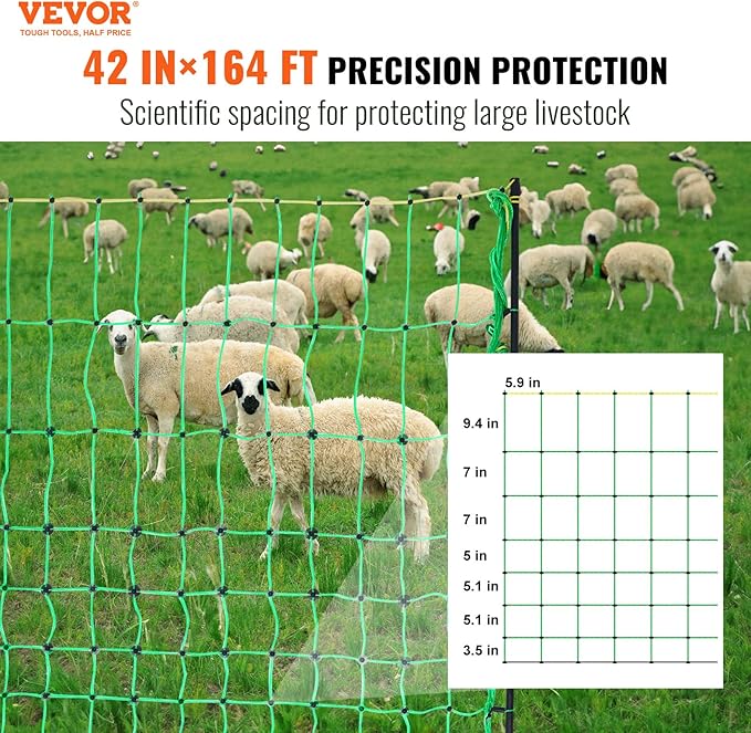 VEVOR Electric Fence Netting, 42"H x 164&