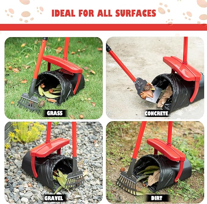 Pooper Scooper with Swivel Bin-Heavy-Duty Metal Rake &amp; Spade, Portable Poop Scooper,Includes 100 Waste Bags, Easy to Clean, Perfect for Grass Dirt or Gravel,Ideal for Small Medium Large Dogs