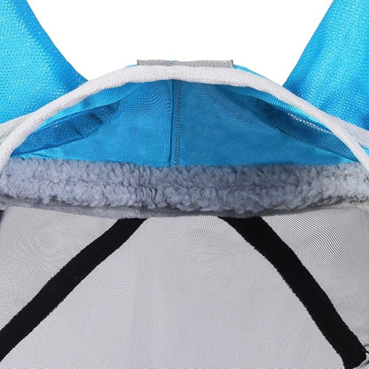 Harrison Howard CareMaster Pro Luminous Horse Fly Mask Large Eye Space Standard with Ears UV Protection for Horse Sky Blue S Pony