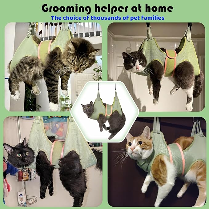 Guzekier Pet Hammock Harness for Cats &amp; Dogs, Sling for Grooming, Restraint Bag with Nail Clippers/Trimmer, Comb, Ear/Eye Care