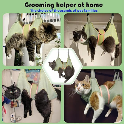 Guzekier Pet Hammock Harness for Cats &amp; Dogs, Sling for Grooming, Restraint Bag with Nail Clippers/Trimmer, Comb, Ear/Eye Care