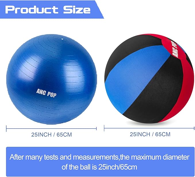 Herding Ball for Dogs Horse Ball&amp; Cover 25" for Horses Large with Hand Pump for Play, Red and Blue and Black