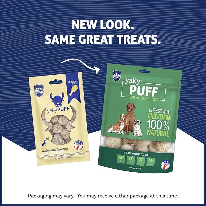 Himalayan Dog Chew Yak Cheese Treats, 100% Natural, Long Lasting, Gluten Free, Healthy &amp; Safe, Lactose &amp; Grain Free, Protein Rich, Chicken Flavor Flavor Crispy Puffed Treat, For All Breeds, 9.9 oz
