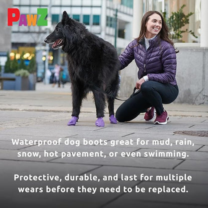 Protex PawZ Rubber Dog Boots for Paws 4" and Up, 24 Total (2 Packs of 12) - All-Weather, Anti-Slip, Waterproof Dog Socks - X-Large, Green