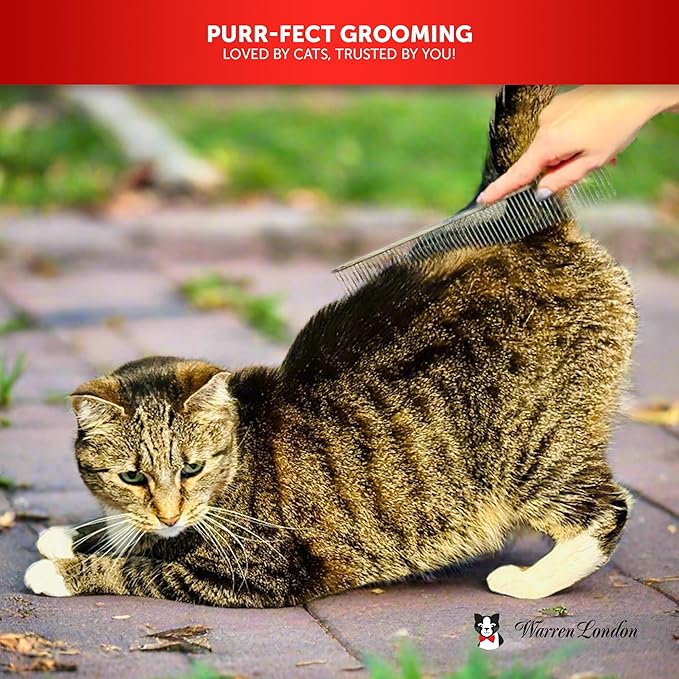 Warren London Cat DeMatter Pro Max | 9" Copper Grooming Comb for Cats | Detangles Mats, Knots &amp; Loose Fur – Gentle, No-Pull Design for Long, Thick, or Tangled Coats | Professional Cat Grooming Tool