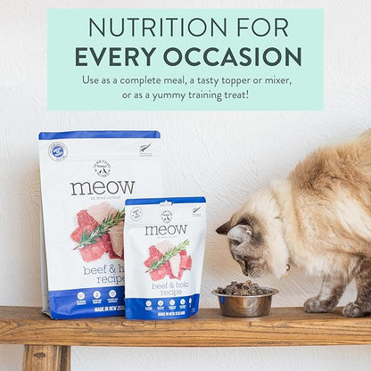 Meow Air Dried Cat Food - Beef &amp; Hoki Recipe - Topper, Mixer or as Cat Training Treats, All Life Stages - 26.5 oz