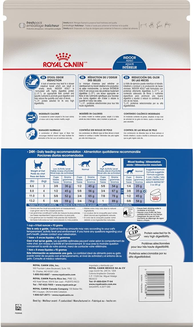 Royal Canin Feline Health Nutrition Dry Indoor Cat Food, Supports Healthy Weight, Digestive Health and Hairball Management, 3 lb Bag