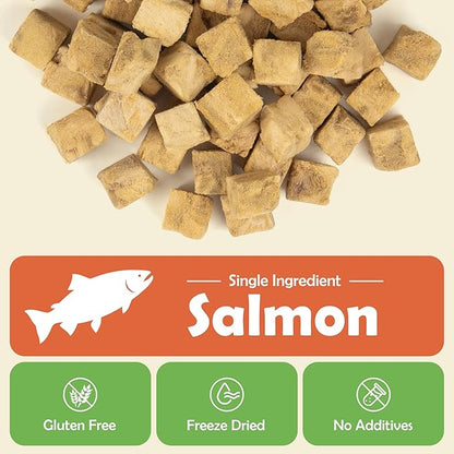 MON2SUN Freeze Dried Salmon Cat and Dog Treats, Single Ingredient Natural and Healthy Dog Snacks, High Protein Training Treats &amp; Food Topper, 10.6oz