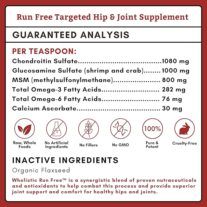 Wholistic Pet Organics Joint Supplement for Dogs - 4 Oz - Daily Dog Hip and Joint Supplement with Glucosamine Chondroitin &amp; MSM to Support Mobility - All Breeds &amp; Ages - Organic Glucosamine for Dogs