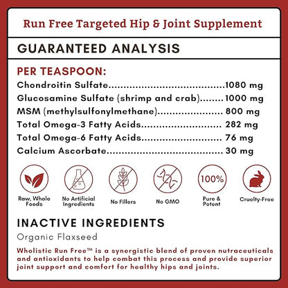 Wholistic Pet Organics Joint Supplement for Dogs - 4 Oz - Daily Dog Hip and Joint Supplement with Glucosamine Chondroitin &amp; MSM to Support Mobility - All Breeds &amp; Ages - Organic Glucosamine for Dogs