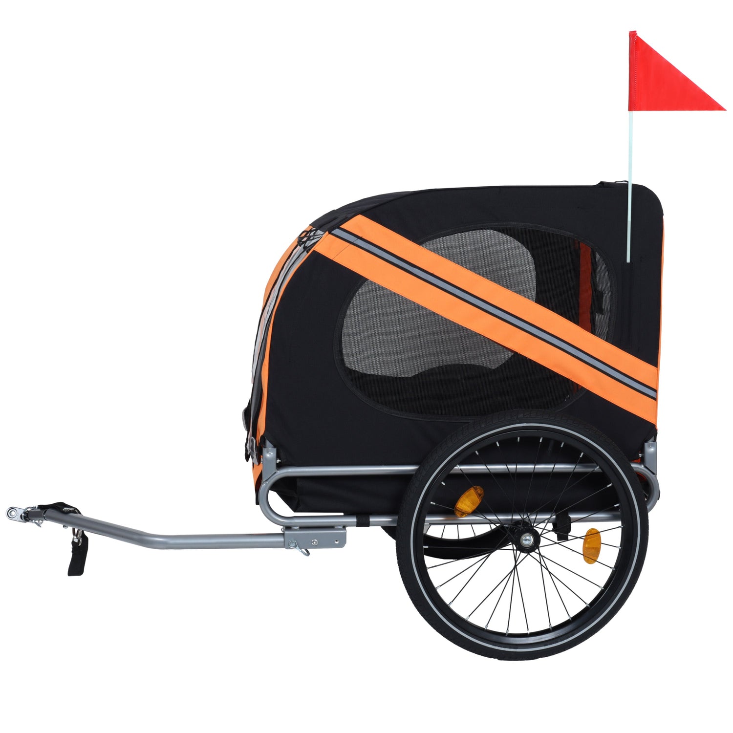 Large Folding Bike Trailer for Dogs – 66LB Capacity All-Terrain Pet Carrier, Durable Steel Frame for Cycling, Jogging, Camping &amp; Outdoor Adventures, Black-Orange
