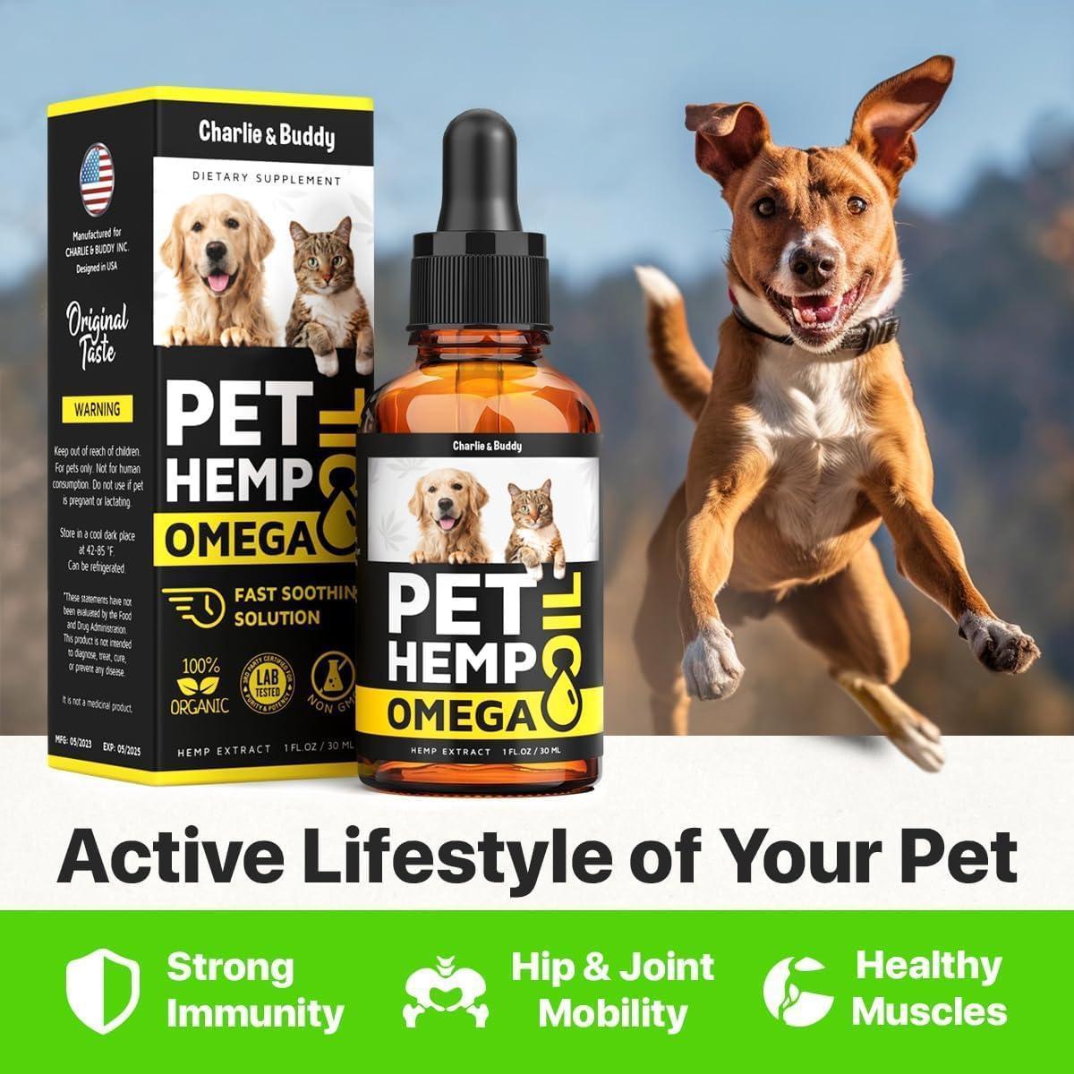 Hemp &amp; Salmon Oil for Dogs Omega 3-6-9 Skin &amp; Coat 1 fl oz