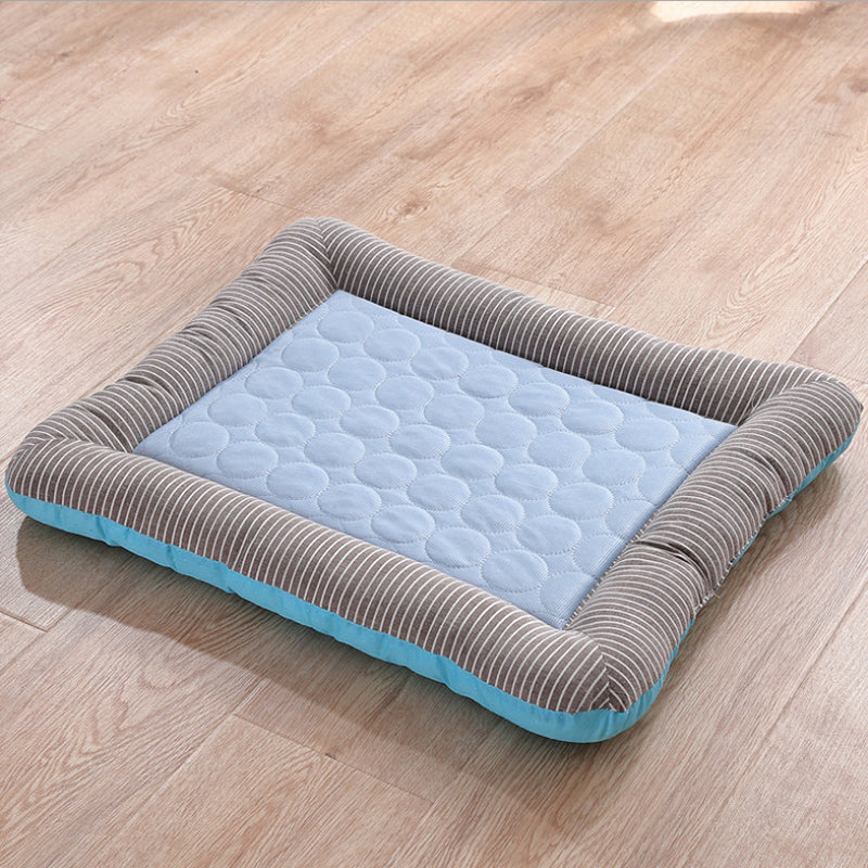 Cooling pet mats for dogs &amp; cats (puppies/kittens): ice silk, breathable, soft summer pads in pink/blue.