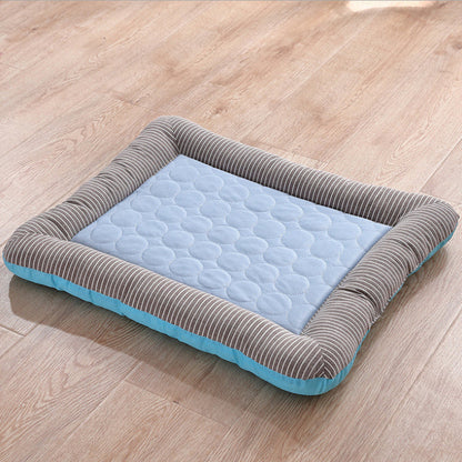 Cooling pet mats for dogs &amp; cats (puppies/kittens): ice silk, breathable, soft summer pads in pink/blue.