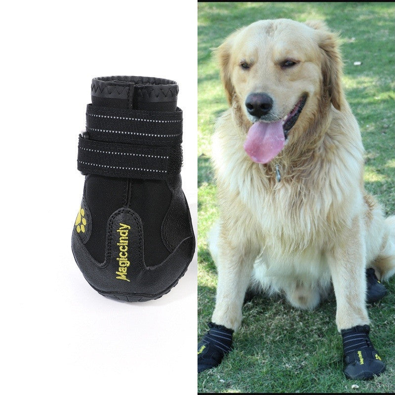Dog Waterproof Rubber Boots 4-Pack — Black &amp; Red, Sizes 1–8