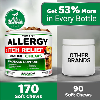 Dog Allergy Relief Chews 2-Pack Itchy Skin Relief Omega-3 Fish Oil Skin &amp; Coat
