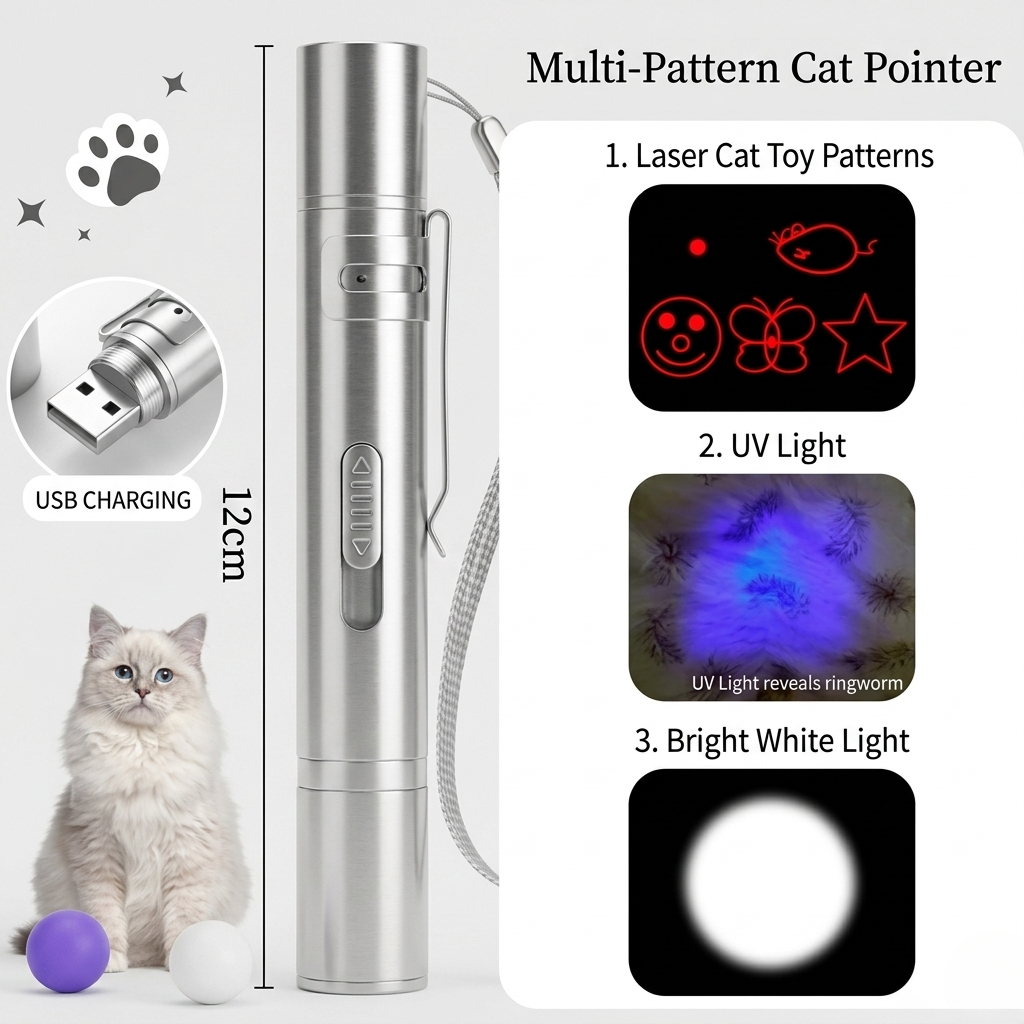 3-in-1 Laser Pet Toy &amp; UV Flashlight Pen