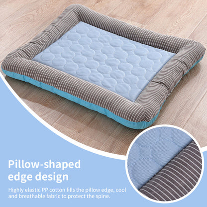Cooling pet mats for dogs &amp; cats (puppies/kittens): ice silk, breathable, soft summer pads in pink/blue.