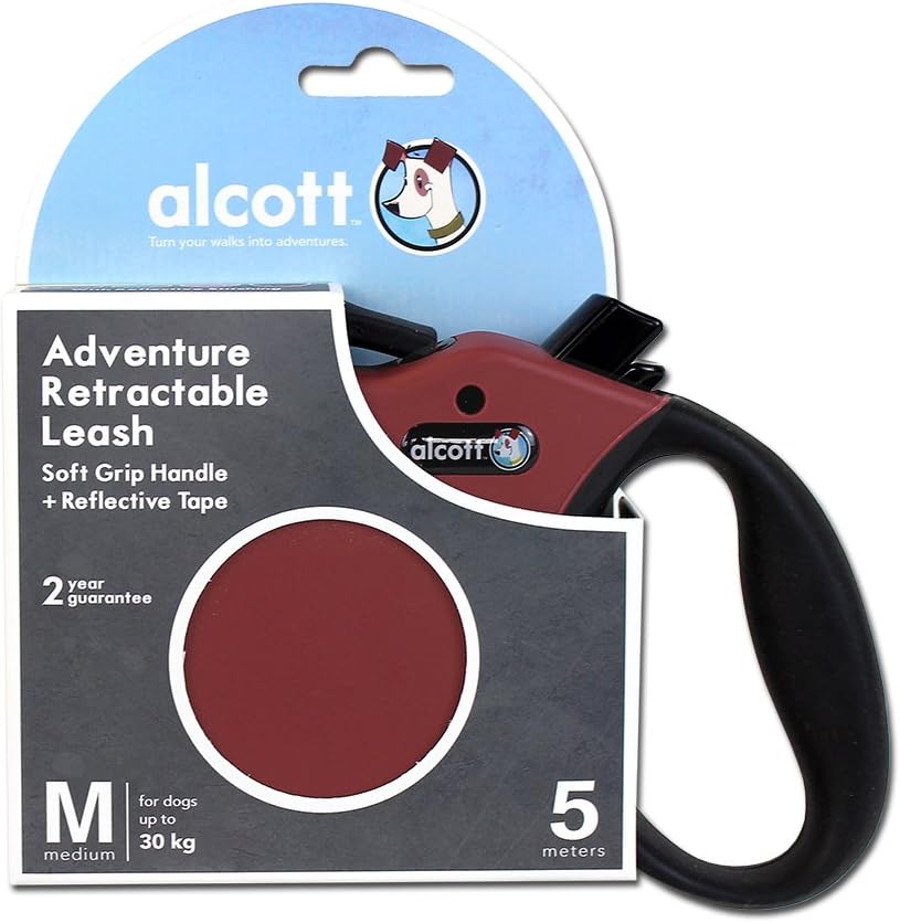 Alcott Adventure Retractable Reflective Belt Leash for Dogs, 16&