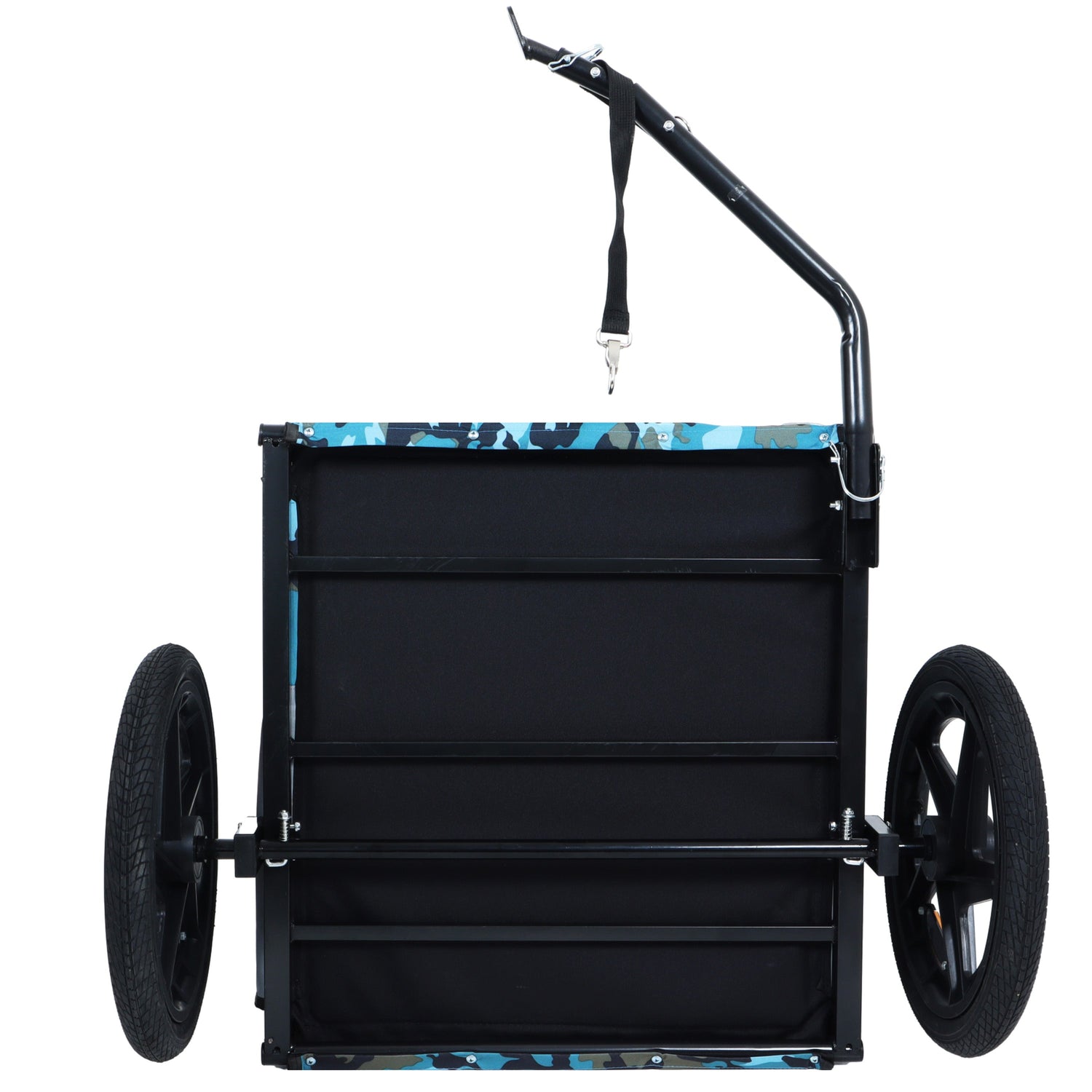 Outdoor Heavy Duty Collapsible Pet Bike Trailer with 16-Inch All-Terrain Wheels &amp; Universal Hitch – Foldable Dog/Cargo Carrier Cart for Bicycles, blue+black