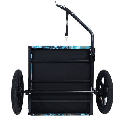 Outdoor Heavy Duty Collapsible Pet Bike Trailer with 16-Inch All-Terrain Wheels &amp; Universal Hitch – Foldable Dog/Cargo Carrier Cart for Bicycles, blue+black