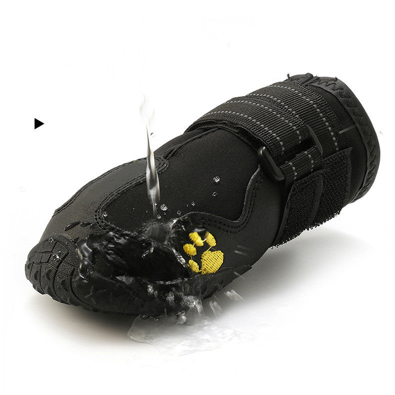 Dog Waterproof Rubber Boots 4-Pack — Black &amp; Red, Sizes 1–8
