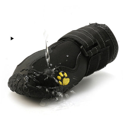 Dog Waterproof Rubber Boots 4-Pack — Black &amp; Red, Sizes 1–8