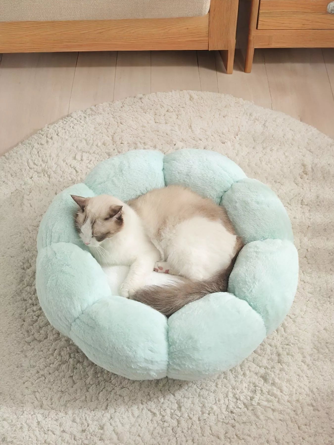 Round Plush Pet Nest with Cloud Pillow