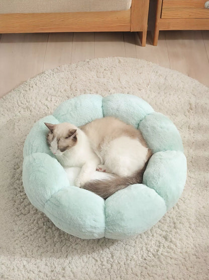 Round Plush Pet Nest with Cloud Pillow