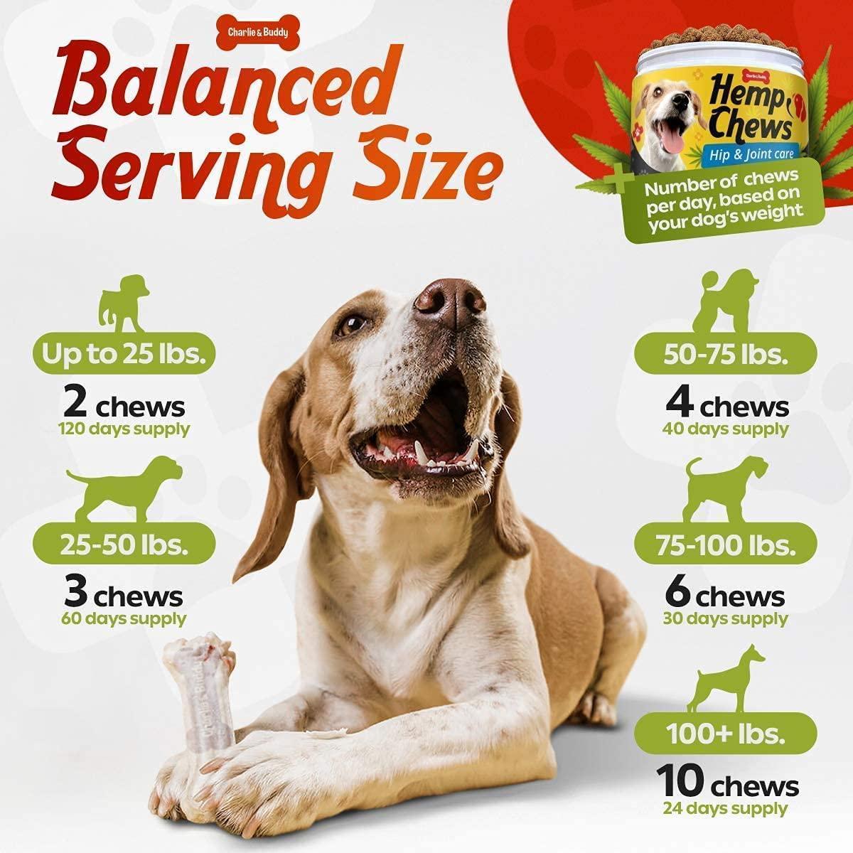 Hemp Hip &amp; Joint Supplement for Dogs 120 Count Glucosamine