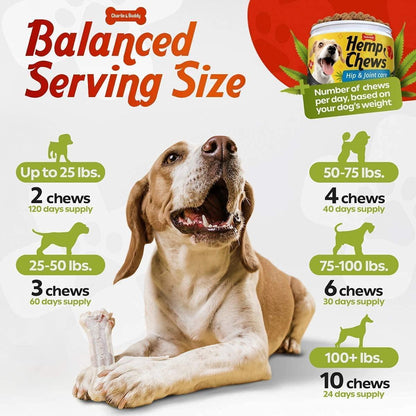 Hemp Hip &amp; Joint Supplement for Dogs 120 Count Glucosamine