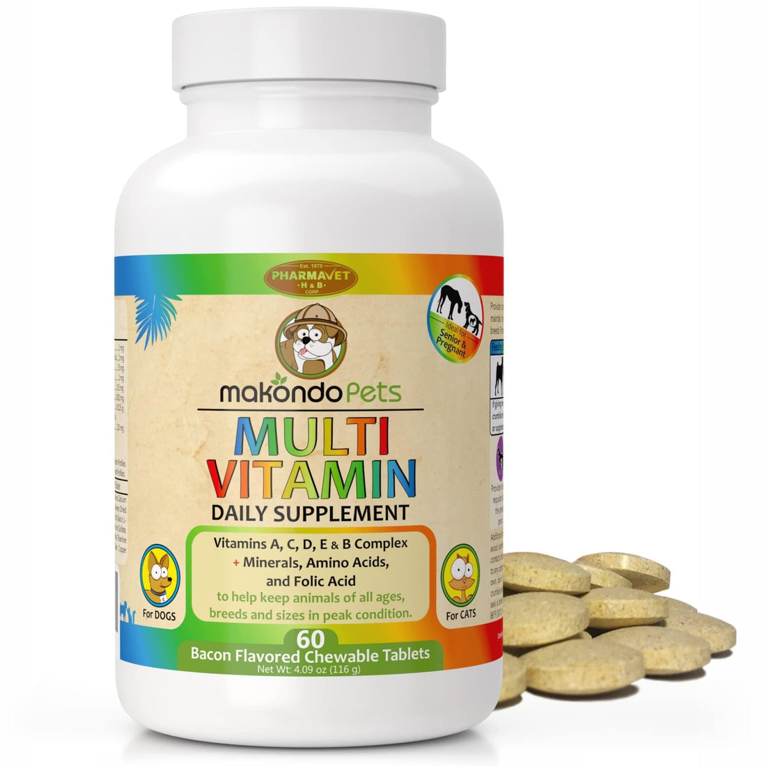 Prenatal Vitamins for Dogs &amp; Cats 60 Pills Folic Acid &amp; Minerals