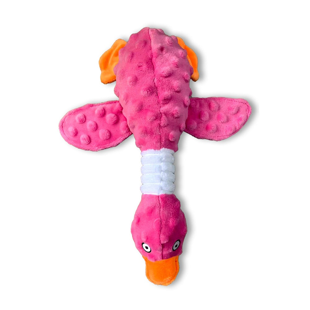 Squeaky Dog Toys For Aggressive Chewers, Durable Stuffed Animal Plush Dog Toy With Soft Fabric For Large, Medium &amp; Small Dogs, Interactive Puppy Chew Toy For Teething, Crinkle Duck Dog Toy - Pink