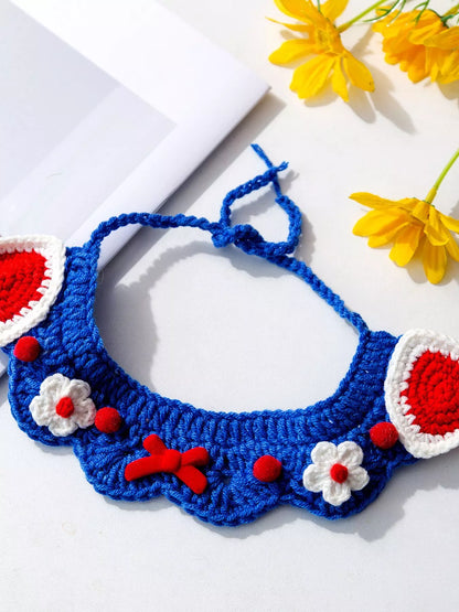 Handmade Crochet Floral Pet Scarf