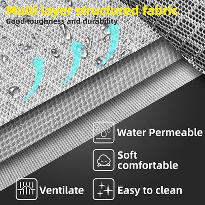 Soft Mesh Elevated Pet Bed for Large Medium Dogs Outdoor Resting Cot with Water-Resistant, Air-Permeable, Cooling and Anti-Skid Portable Dog Bed, Up to 120 lbs, 43.2" L x 31" W x 7.5" H, Gray