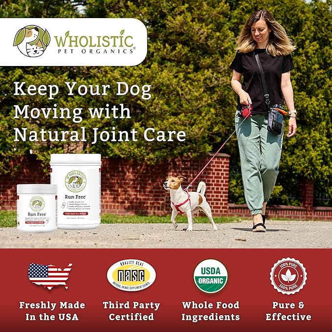 Wholistic Pet Organics Joint Supplement for Dogs - 4 Oz - Daily Dog Hip and Joint Supplement with Glucosamine Chondroitin &amp; MSM to Support Mobility - All Breeds &amp; Ages - Organic Glucosamine for Dogs
