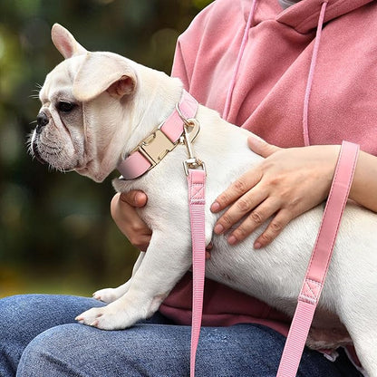 PET ARTIST Soft PU Leather Dog Collar, Bright &amp; Classic Pink Dog Collar with Quick Release Rose Metal Buckle, Adjustable Nylon Padded Durable Pet Collars for Small Dogs Girl, Neck Fit 9-14"