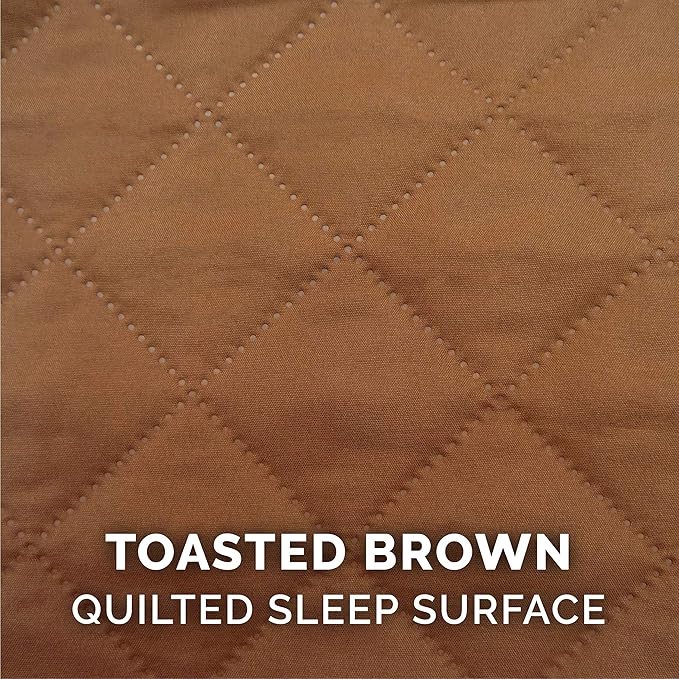 Furhaven Cooling Gel Dog Bed for Medium/Small Dogs w/ Removable Bolsters &amp; Washable Cover, For Dogs Up to 35 lbs - Quilted Sofa - Toasted Brown, Medium