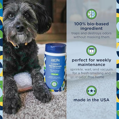 Pet Life Unlimited Carpet Refresher &amp; Deodorizer Powder - Pet Safe, Plant-Based Juniper Leaf Scent, Made in USA - 16oz (Pack of 3)