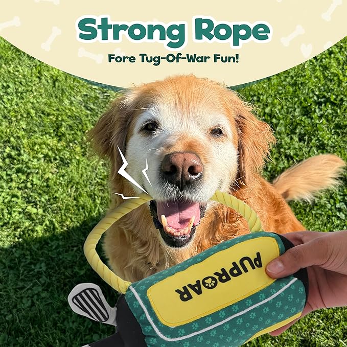 Golf Dog Toy – Birthday Dog Toy, Funny Plush Squeaky Puppy Gift with Rope &amp; Crinkle, Golf Bag Gift