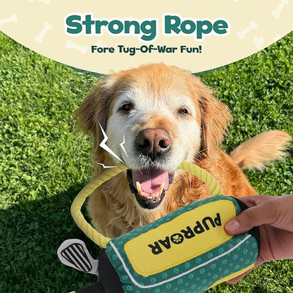 Golf Dog Toy – Birthday Dog Toy, Funny Plush Squeaky Puppy Gift with Rope &amp; Crinkle, Golf Bag Gift
