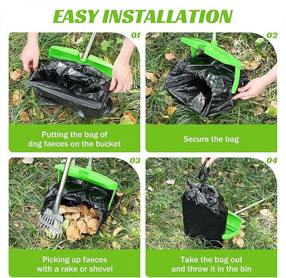 Pooper Scooper with Bag Attachment, 50 inches Long Handle Pooper Scooper, Poop Scooper for Dogs, Dog Poop Scooper for Yard, Pooper Scooper for Large Dogs Heavy Duty, Poop Scooper Bin &amp; Rake