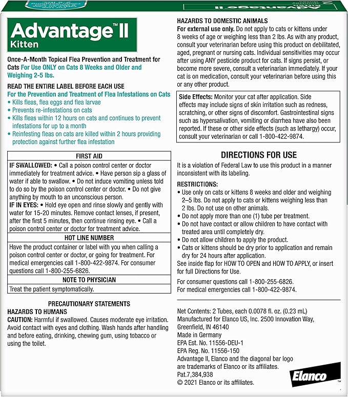 Advantage II Kitten Vet-Recommended Flea Treatment &amp; Prevention | Cats 2-5 lbs. | 2-Month Supply
