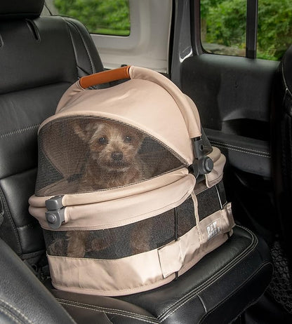 Pet Gear No-Zip View 360 Ultra Lite Pet Safety Carrier &amp; Car Seat for Small Dogs &amp; Cats Push Button Entry, 15", Sand,View 360 Ultra Light 15-inch,Sand