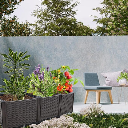 Raised Garden Bed Planter for Outdoor Plants Planter Box Elevated Garden Boxes Deepened Plant pots Perfect for Garden Patio Balcony Deck to Planting Flowers Vegetables Tomato and Herbs
