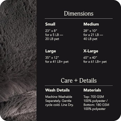 UnHide Floof Pet Bed - Medium (28" x 10") - Extra Soft Dog Bed - Removable Faux Fur Cover - Machine Washable - Helps Ease Pet Anxiety &amp; Provides The Perfect Sleep - Charcoal Charlie