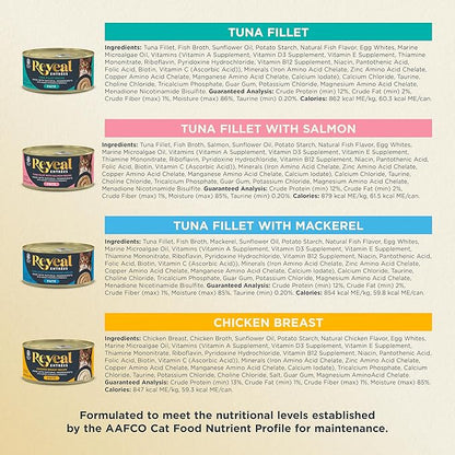 Reveal Entrées Natural Wet Cat Food Paté, Grain-Free with Added Vitamins &amp; Minerals, Carrageenan-Free Variety Selection in Pate (20 x 2.47 oz cans)